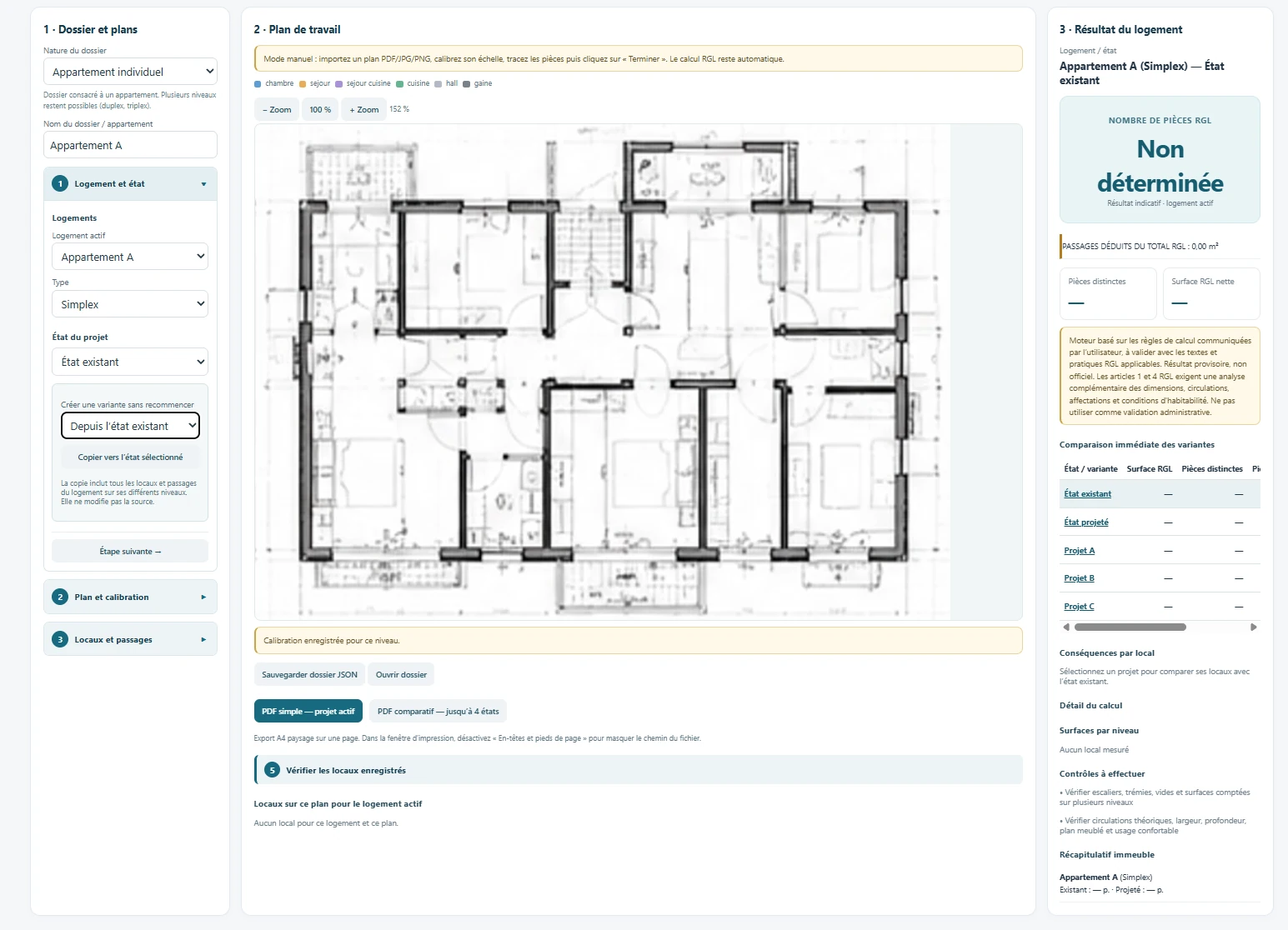 Interface réelle de création du dossier ARCHI-RGL